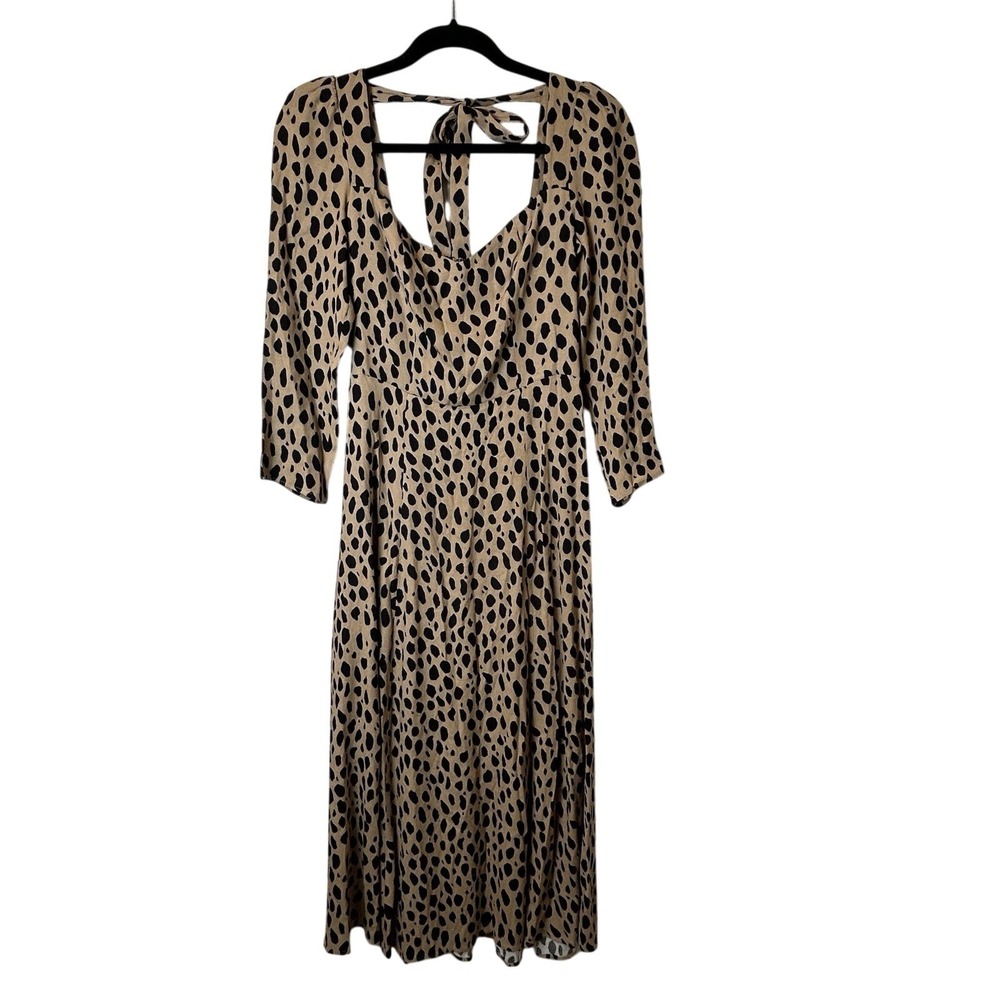 Reformation Mara Midi Dress in Bobcat‎ Animal Print Sweetheart Neckline Size 4